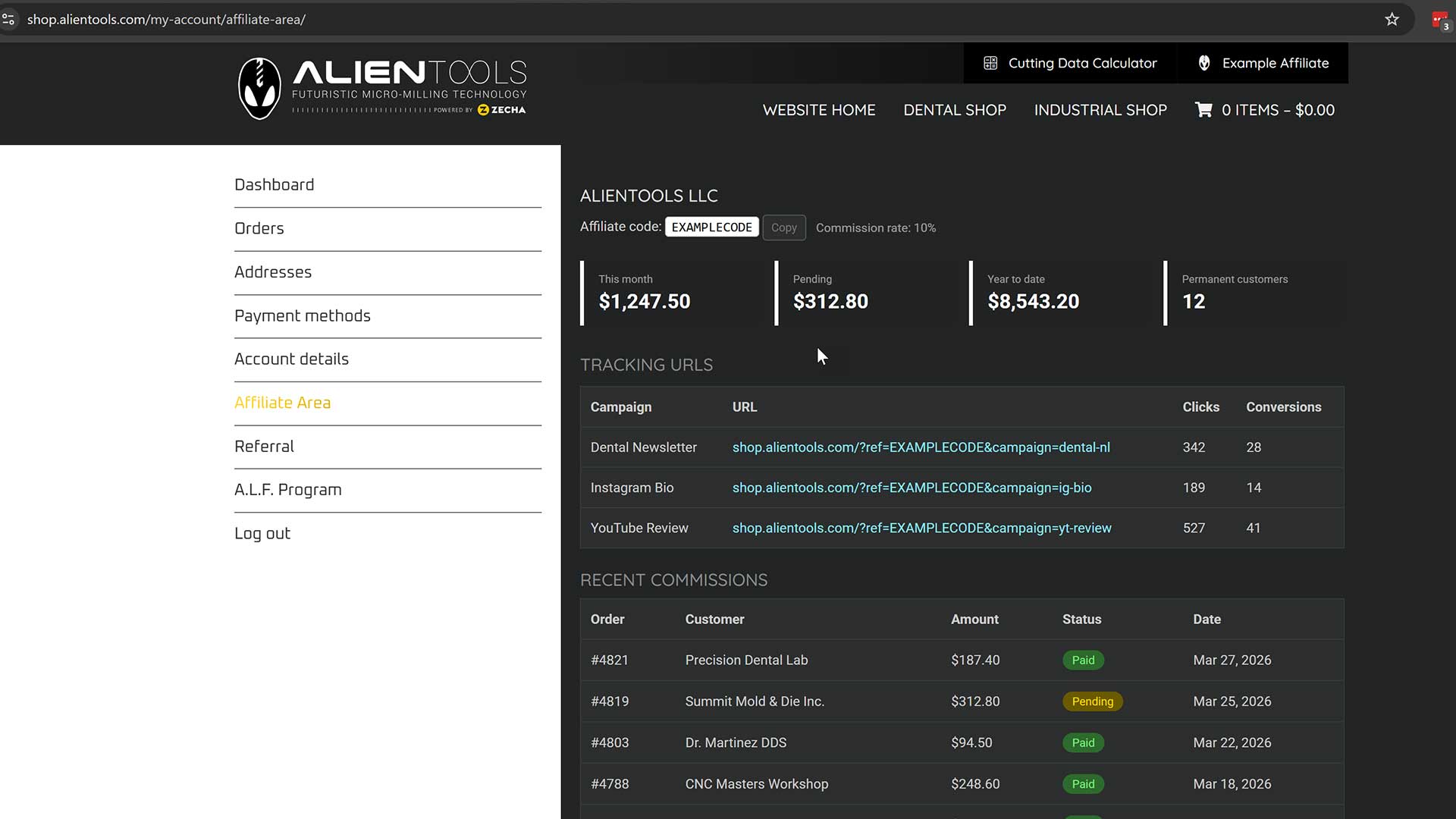 AlienTools Affiliate Dashboard